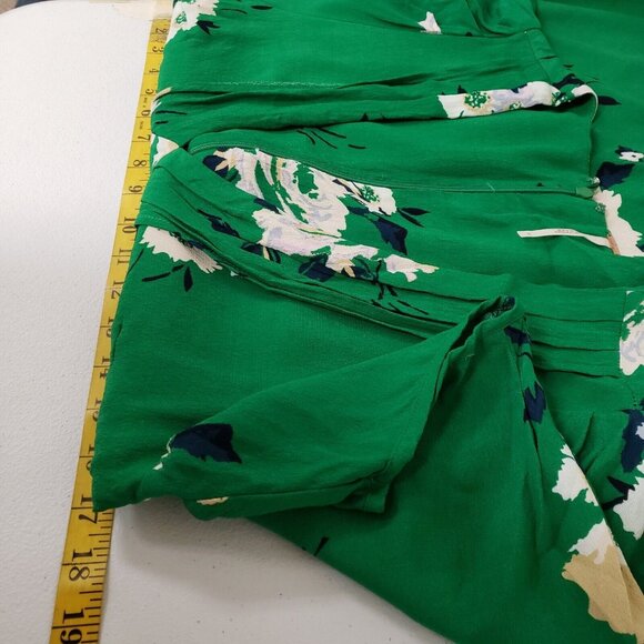 Free People Womens Neon Garden Floral Mini Dress Size 10 Green V Neck Bohemian - Picture 8 of 12